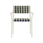 Chaise avec accoudoirs Nuova Guinea 3635 (lot de 2) - blanc et tressage tricolore - 1