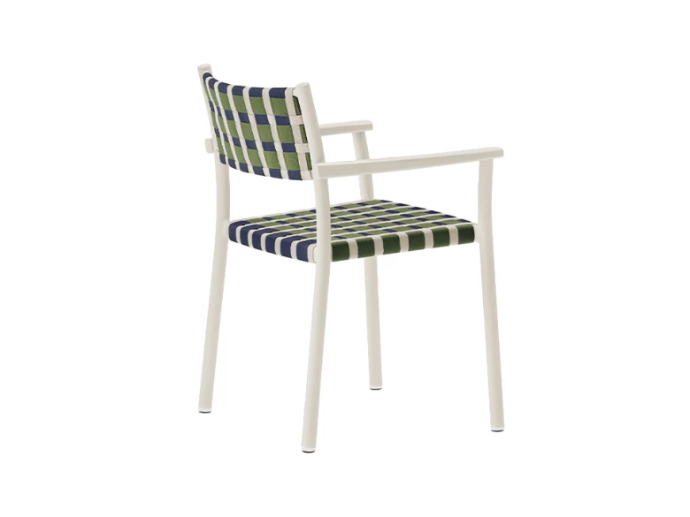Chaise avec accoudoirs Nuova Guinea 3635 (lot de 2) - blanc et tressage tricolore