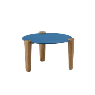 Table basse Fibra ronde 49x30 - plateau bleu