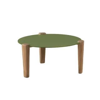 Table basse Fibra ronde 49x30 - plateau vert olive