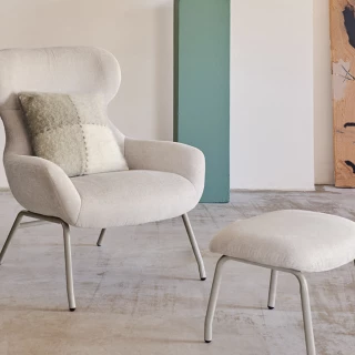 Fauteuil Belina - chenille beige / acier beige