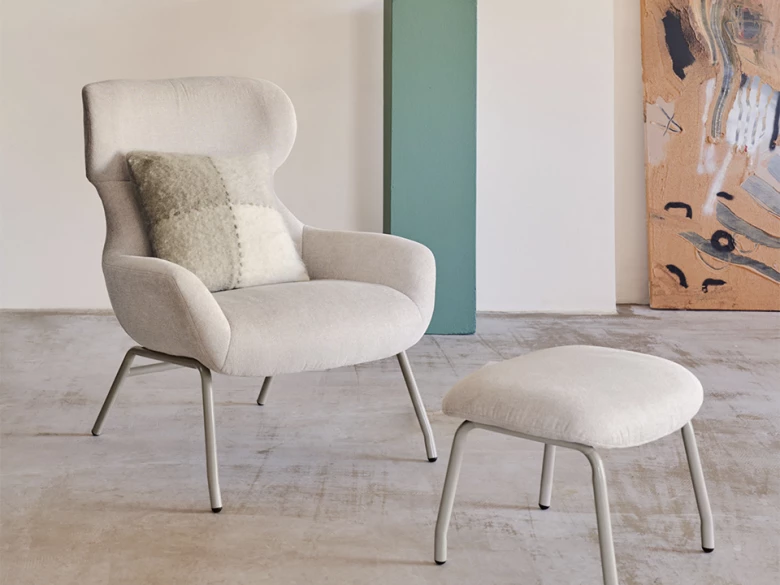 Fauteuil Belina - chenille beige / acier beige