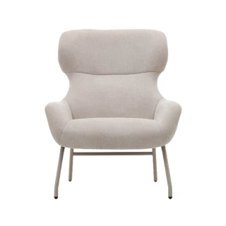 Fauteuil Belina - chenille beige / acier beige