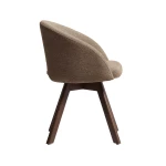 Chaise giratoire Marvin en chenille marron et pieds en chêne finition noyer - 3