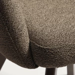 Chaise giratoire Marvin en chenille marron et pieds en chêne finition noyer - 9