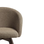Chaise giratoire Marvin en chenille marron et pieds en chêne finition noyer - 4