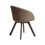 Chaise giratoire Marvin en chenille marron et pieds en chêne finition noyer - 6