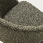 Chaise giratoire Marvin en chenille verte et pieds en chêne finition noyer - 7