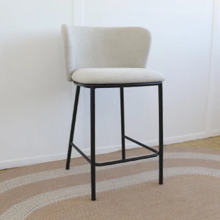 Kave Home - tabouret Ciselia - chenille beige et noir - seconde vie
