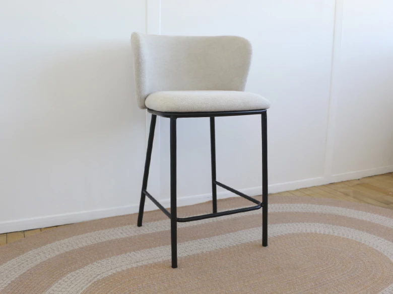 Kave Home - tabouret Ciselia - chenille beige et noir - seconde vie