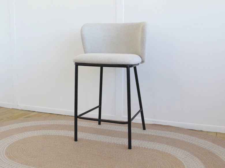 Kave Home - tabouret Ciselia - chenille beige et noir - seconde vie