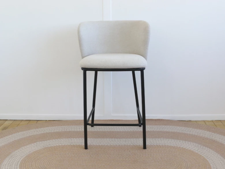 Kave Home - tabouret Ciselia - chenille beige et noir - seconde vie