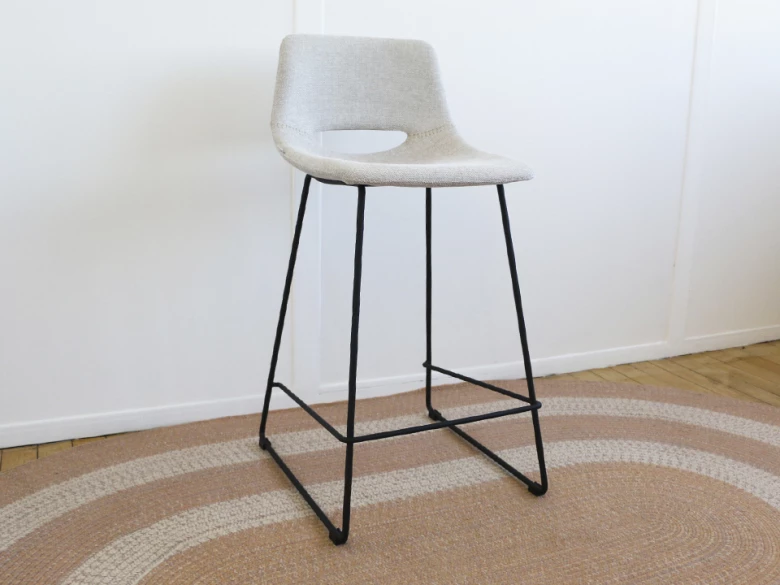 Kave Home - tabouret Zahara - beige et noir - seconde vie