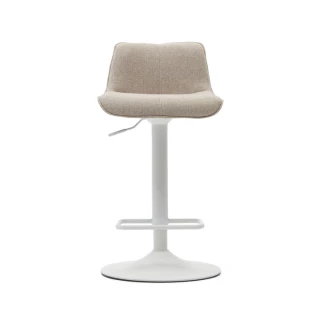 tabouret réglable Zenda - chenille beige et blanc mat - seconde vie (Lot de 3)