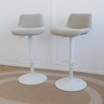 tabouret réglable Zenda - chenille beige et blanc mat - seconde vie (Lot de 3) - 4