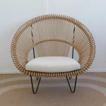 Vincent Sheppard - fauteuil lounge Cruz Cocoon - rotin naturel et coussin client - seconde vie - 3