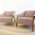 Porada - fauteuil Ara - tissu brique, cuir blanc cassé et noyer clair - seconde vie (Lot de 2) - 4