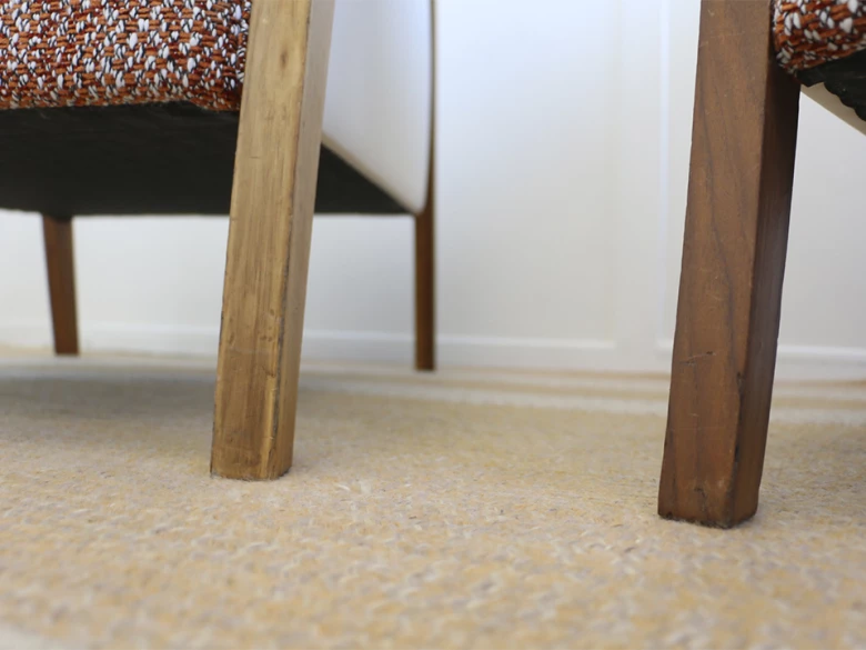 Porada - fauteuil Ara - tissu brique, cuir blanc cassé et noyer clair - seconde vie (Lot de 2)