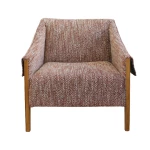 Porada - fauteuil Ara - tissu brique, cuir blanc cassé et noyer clair - seconde vie (Lot de 2) - 1