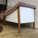 Porada - fauteuil Ara - tissu brique, cuir blanc cassé et noyer clair - seconde vie (Lot de 2) - 6